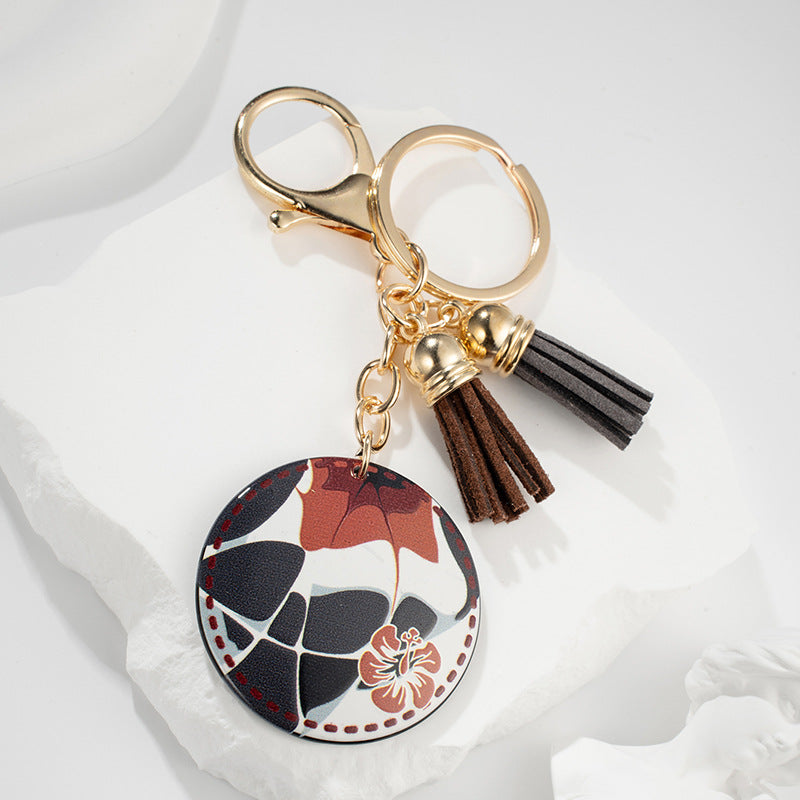Wholesale Geometric Round Turtle Back Metal Keychain